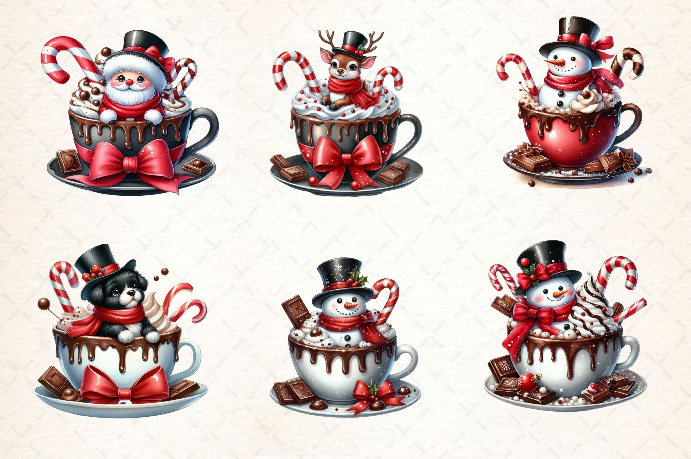 Christmas Hot Cocoa Cup Clipart Bundle - CraftNest - Digital Crafting and Art