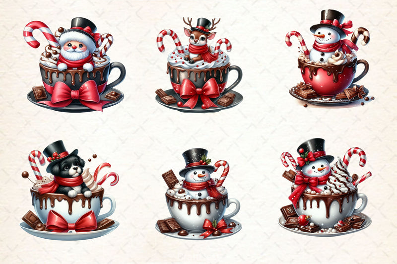 Christmas Hot Cocoa Cup Clipart Bundle - CraftNest - Digital Crafting and Art