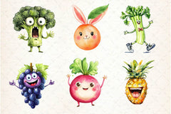 Funny Fruits Vegetables Clipart Bundle 2 - CraftNest - Digital Crafting and Art