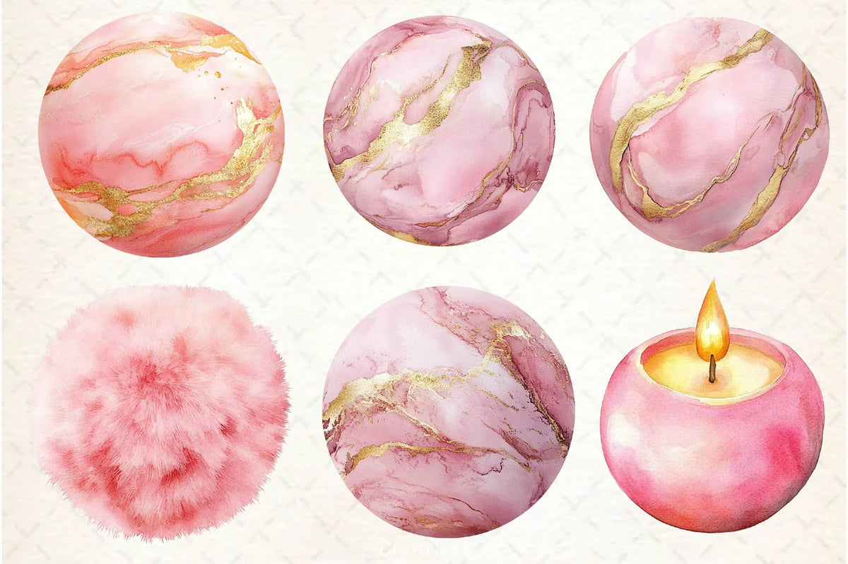 Soft Rounded Objects Soft Girly Round Shapes Clipart Bundle