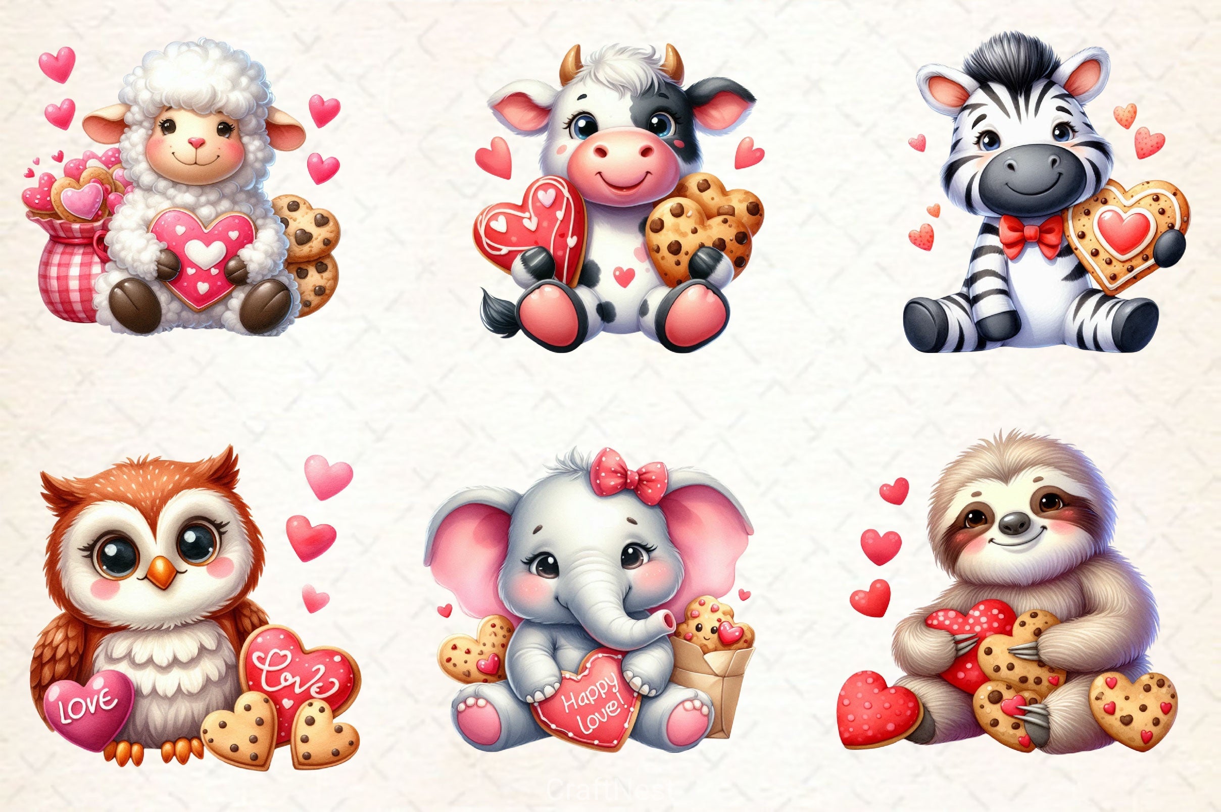 Valentine Animals Cookies Clipart Bundle - CraftNest - Digital Crafting and Art