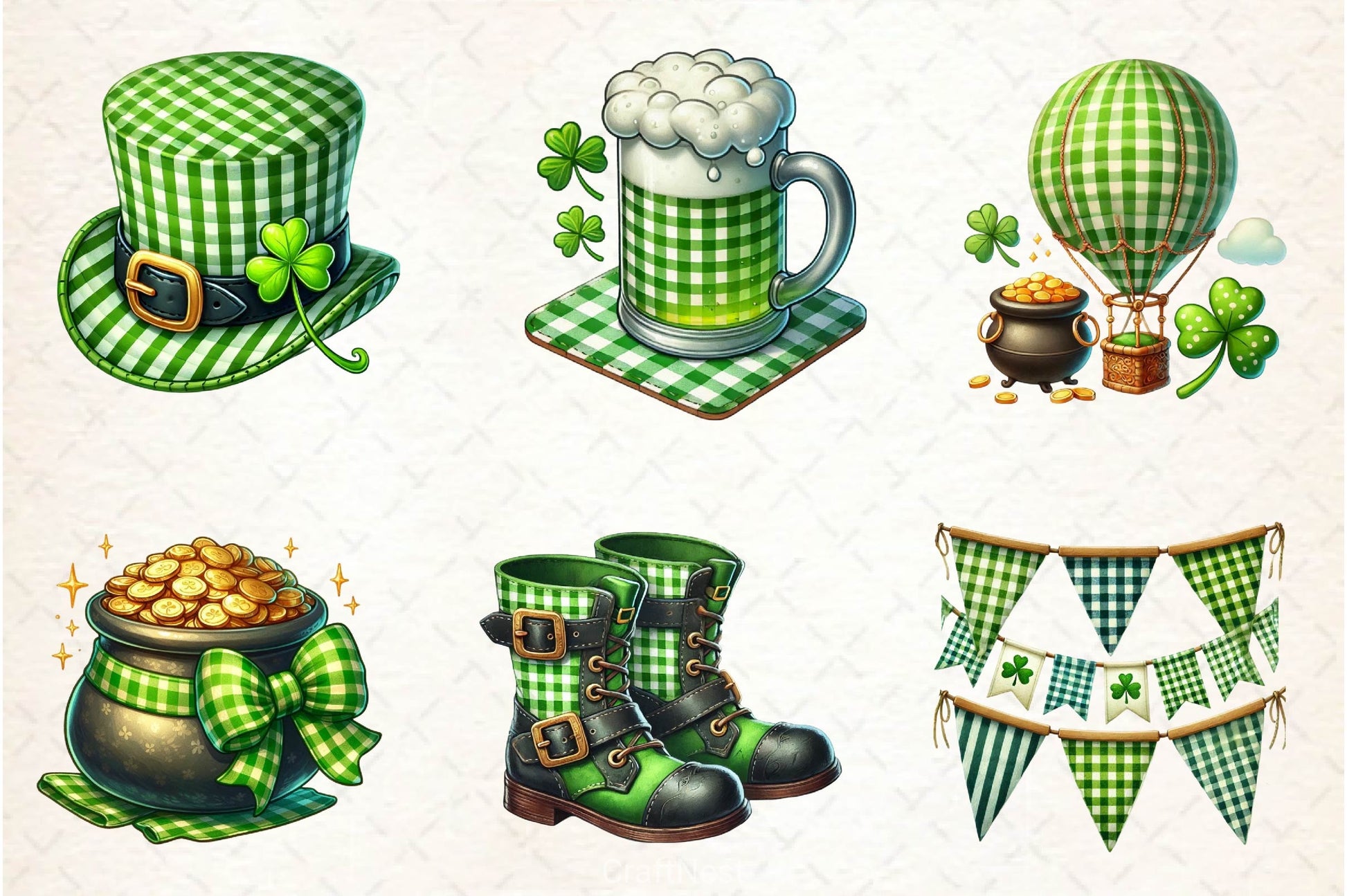 St Patrick Gingham Clipart Bundle - CraftNest - Digital Crafting and Art