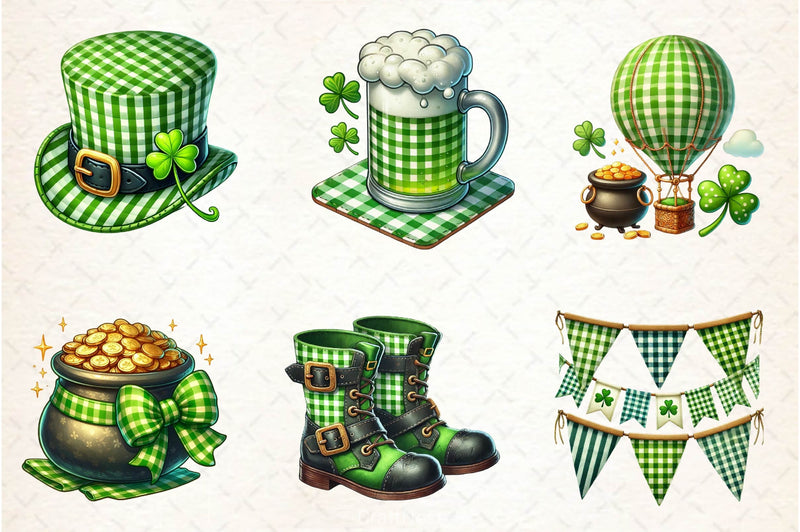 St Patrick Gingham Clipart Bundle - CraftNest - Digital Crafting and Art