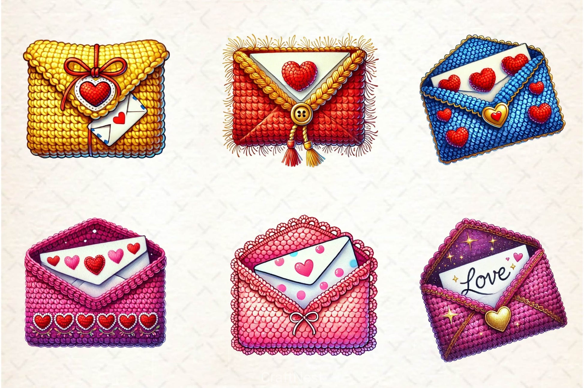 Valentine Crochet Envelopes Clipart Bundle 2 - CraftNest - Digital Crafting and Art