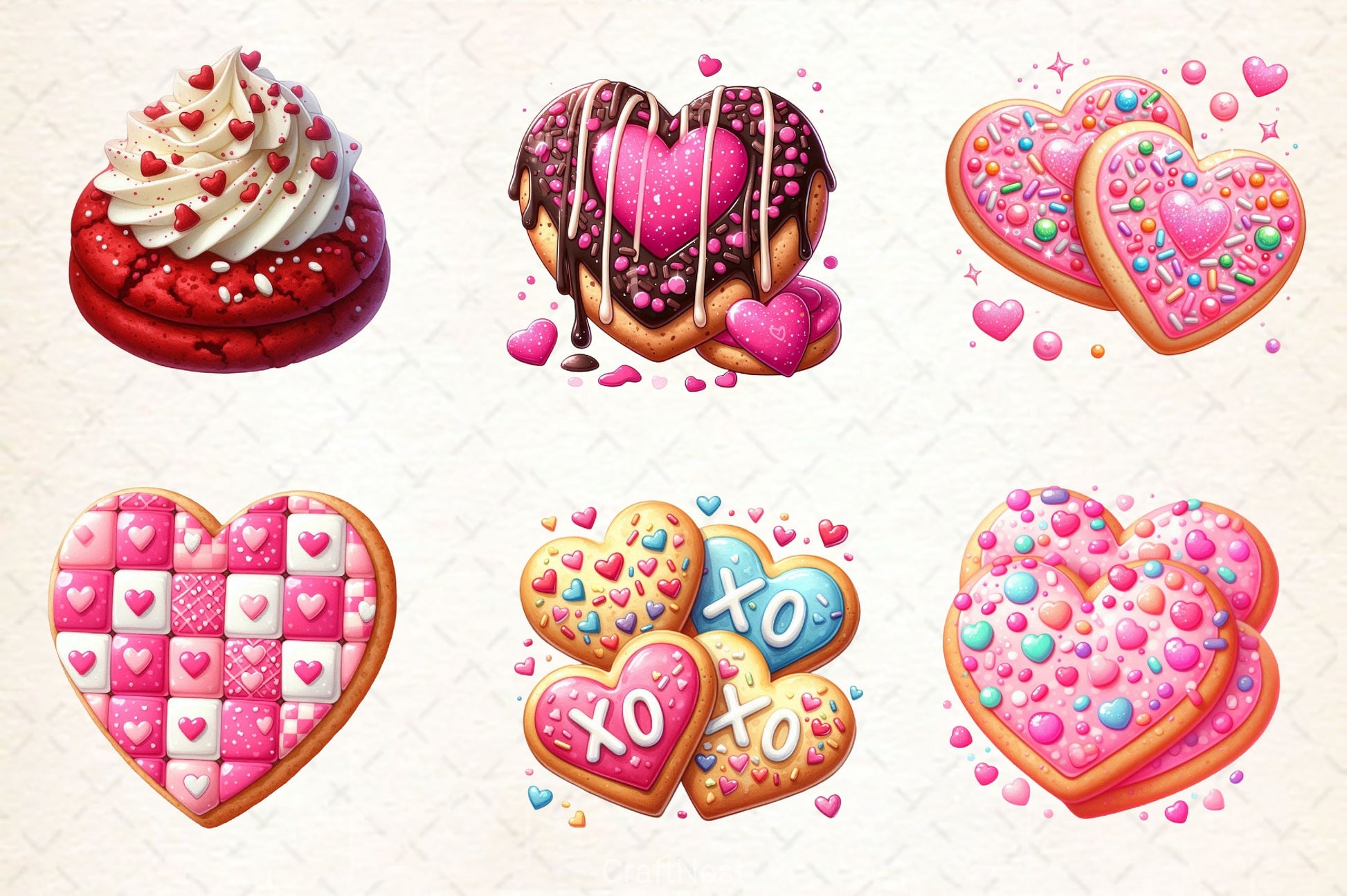 Valentine Cookies Clipart Bundle 2 - CraftNest - Digital Crafting and Art