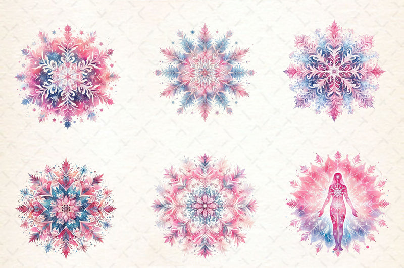 Pink Pastel Snowflake Clipart Bundle - CraftNest - Digital Crafting and Art