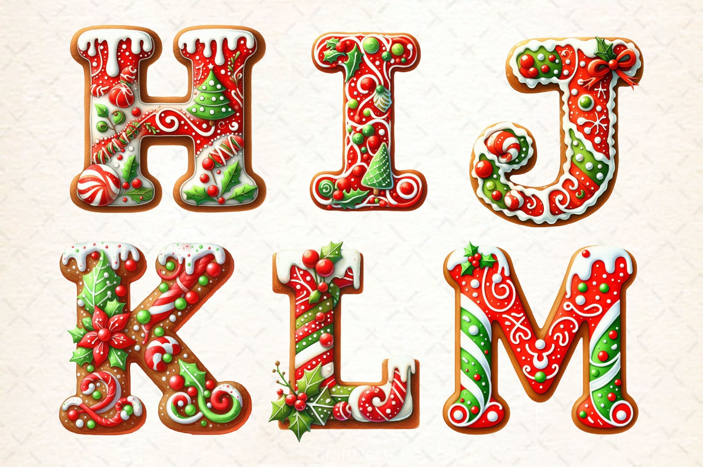 Christmas Gingerbread Alphabet Clipart Bundle - CraftNest - Digital Crafting and Art