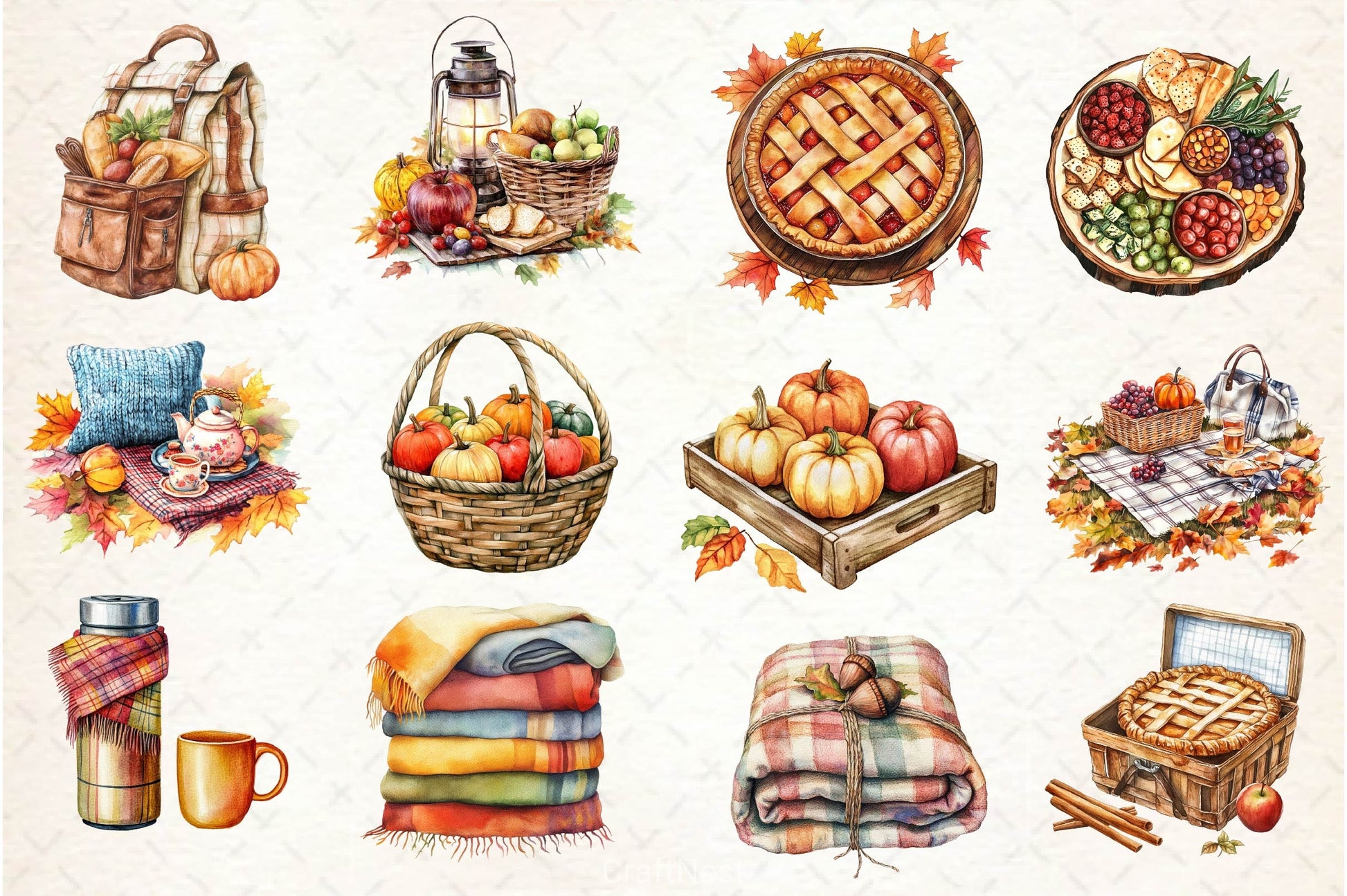 Fall Picnic Clipart Bundle 89 - CraftNest - Digital Crafting and Art