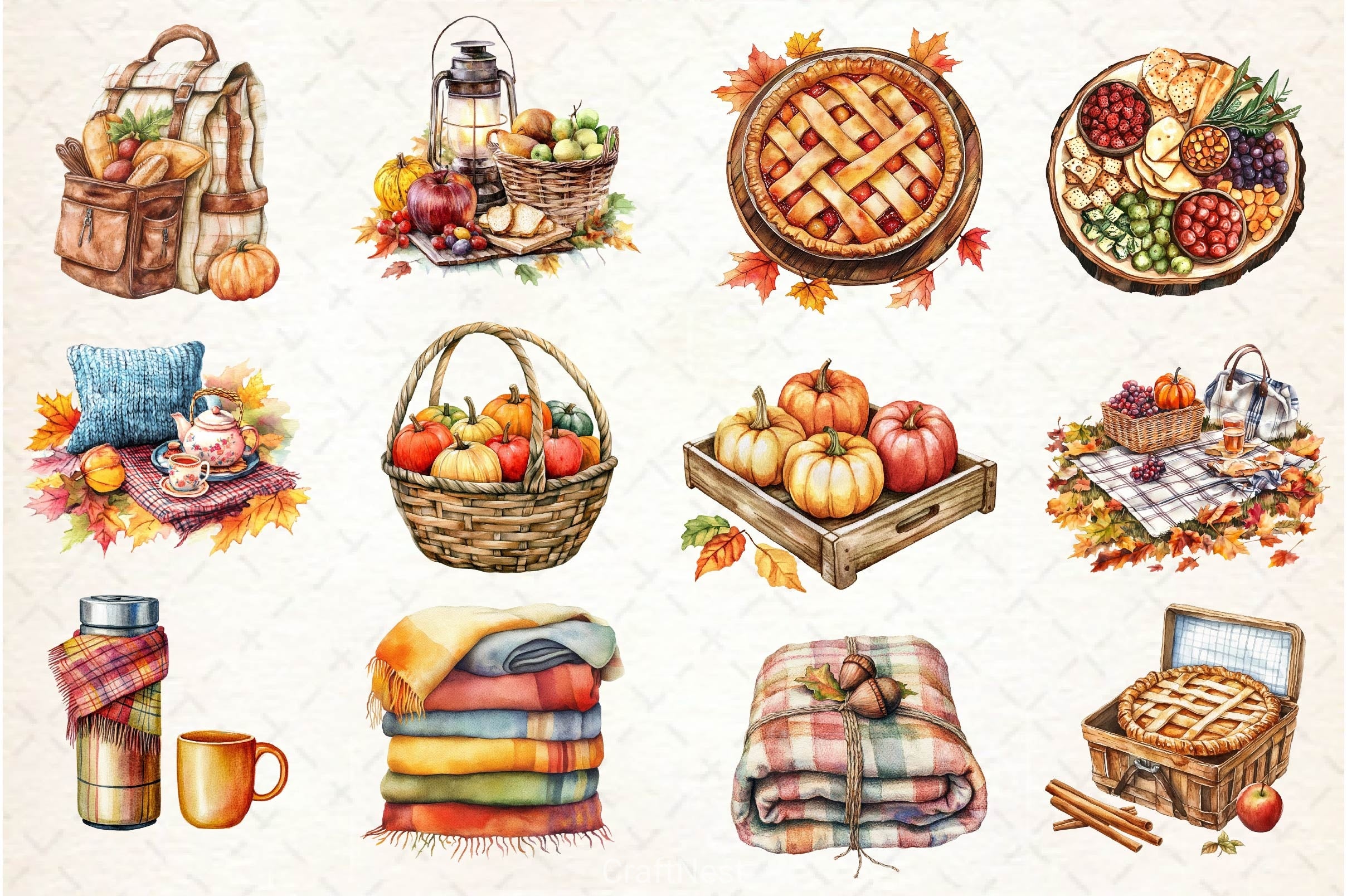 Fall Picnic Clipart Bundle 89 - CraftNest - Digital Crafting and Art