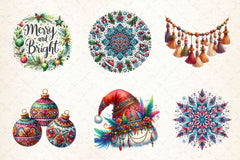 Boho Christmas Clipart Bundle - CraftNest - Digital Crafting and Art