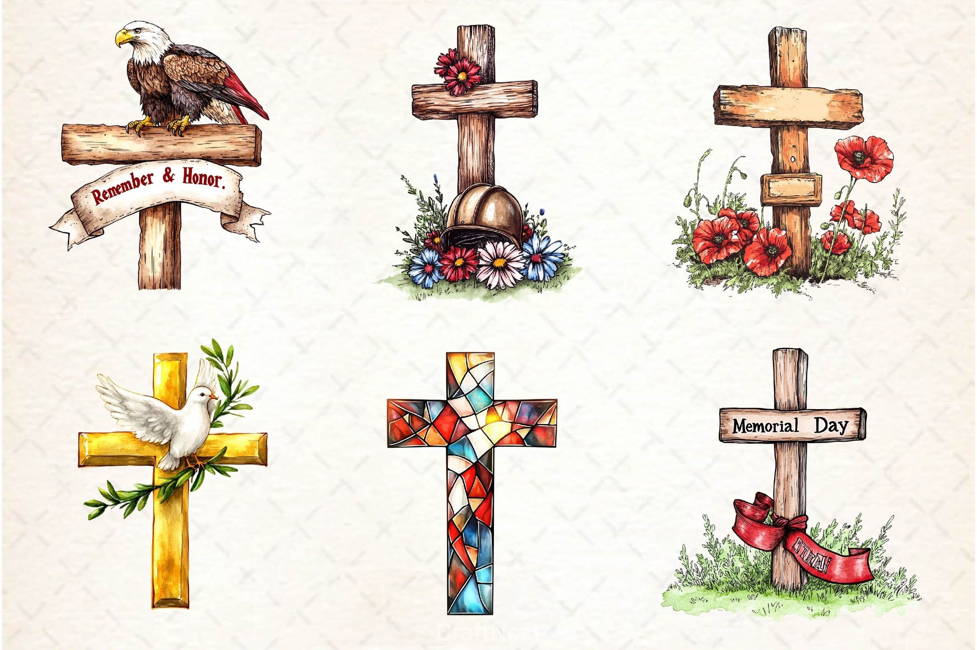 Memorial Day Cross Clipart Bundle 6 - CraftNest - Digital Crafting and Art