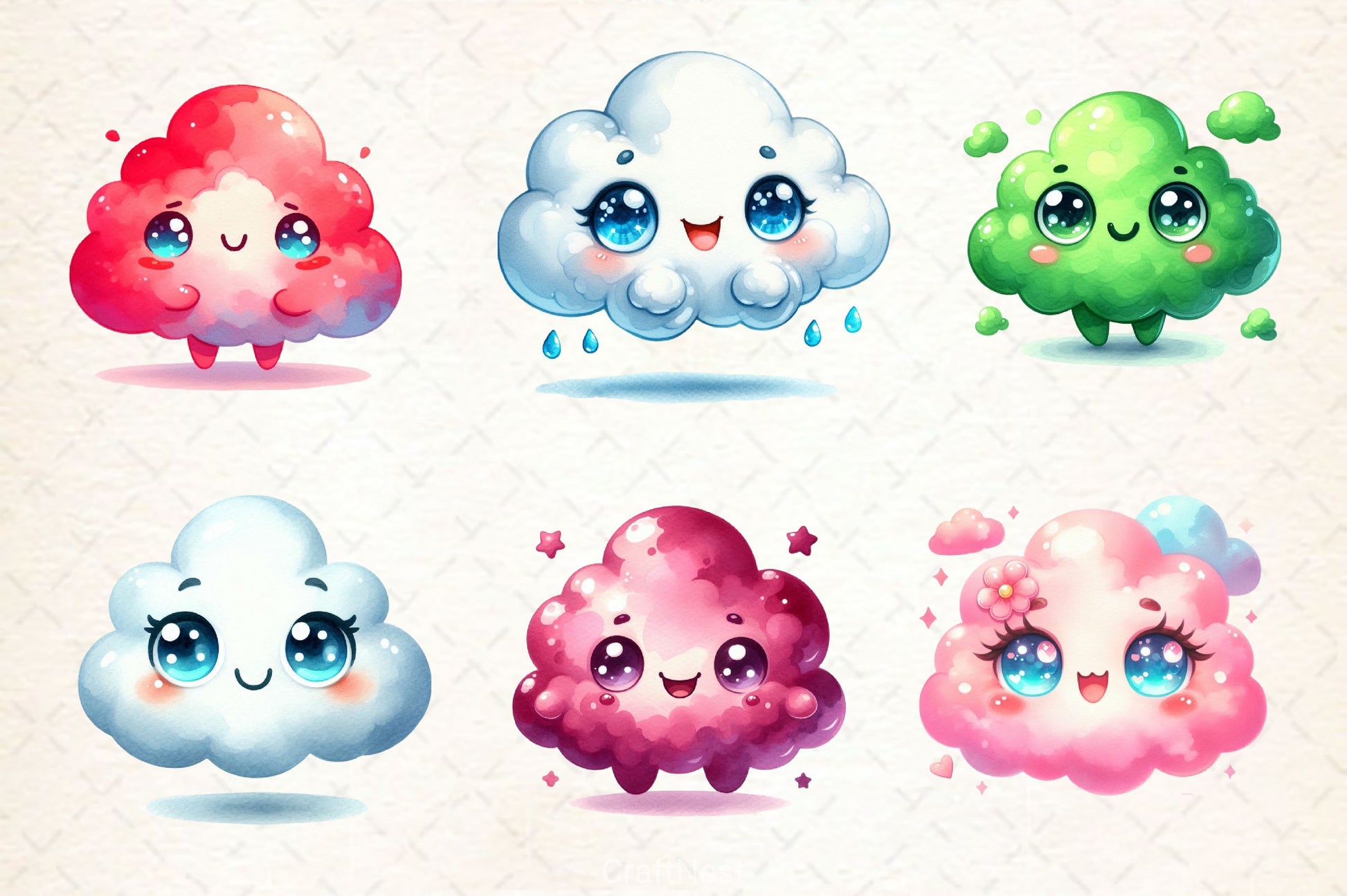 Pastel Cute Clouds Clipart Bundle - CraftNest - Digital Crafting and Art