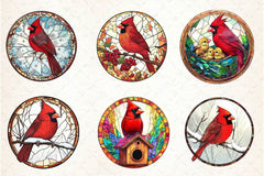 Stained Glass Cardinal Bird Wind Spinner Clipart Bundle - CraftNest - Digital Crafting and Art