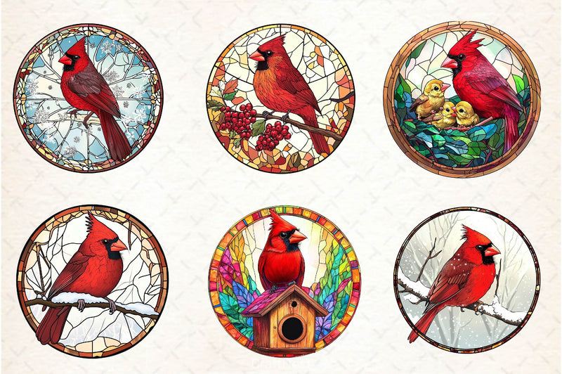 Stained Glass Cardinal Bird Wind Spinner Clipart Bundle - CraftNest - Digital Crafting and Art