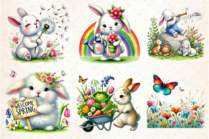 Spring Bunny Garden Clipart Bundle - CraftNest - Digital Crafting and Art