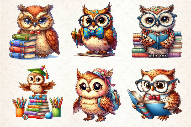 Back To School Owl Clipart Bundle - CraftNest - Digital Crafting and Art