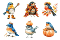 Whimsical Fall Autumn Birds Clipart Bundle - CraftNest - Digital Crafting and Art