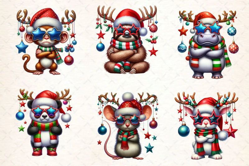 Grumpy Animals Christmas Clipart Bundle - CraftNest - Digital Crafting and Art