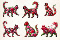 Valentine Pink Roses Cats Clipart Bundle 2 - CraftNest - Digital Crafting and Art