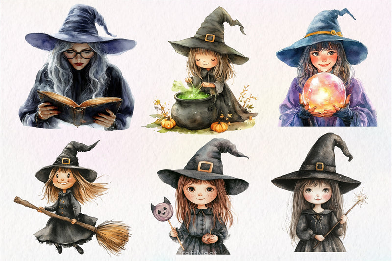 Halloween Cute Witch Clipart Bundle 3 - CraftNest - Digital Crafting and Art