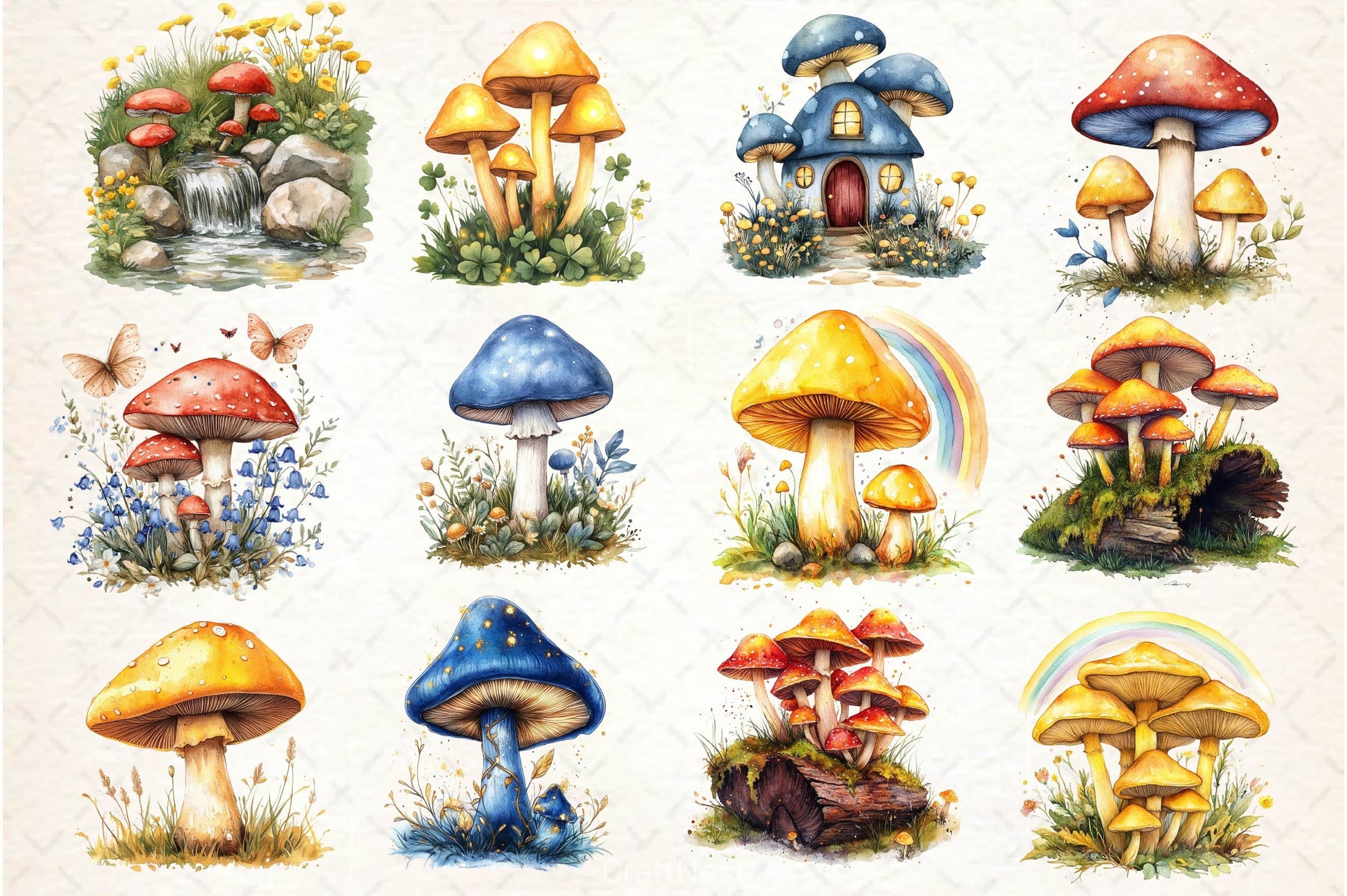 Spring Magical Mushrooms Clipart Bundle - CraftNest - Digital Crafting and Art