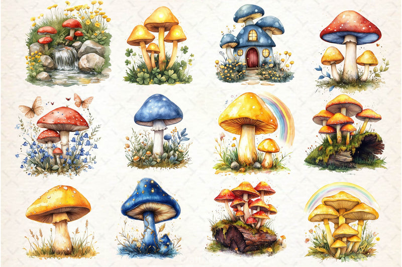 Spring Magical Mushrooms Clipart Bundle - CraftNest - Digital Crafting and Art