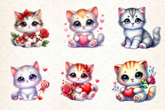 Cute Valentine Kitten Clipart Bundle 2 - CraftNest - Digital Crafting and Art