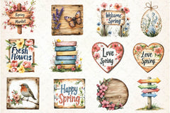 Spring Wooden Signs Clipart Bundle - CraftNest - Digital Crafting and Art