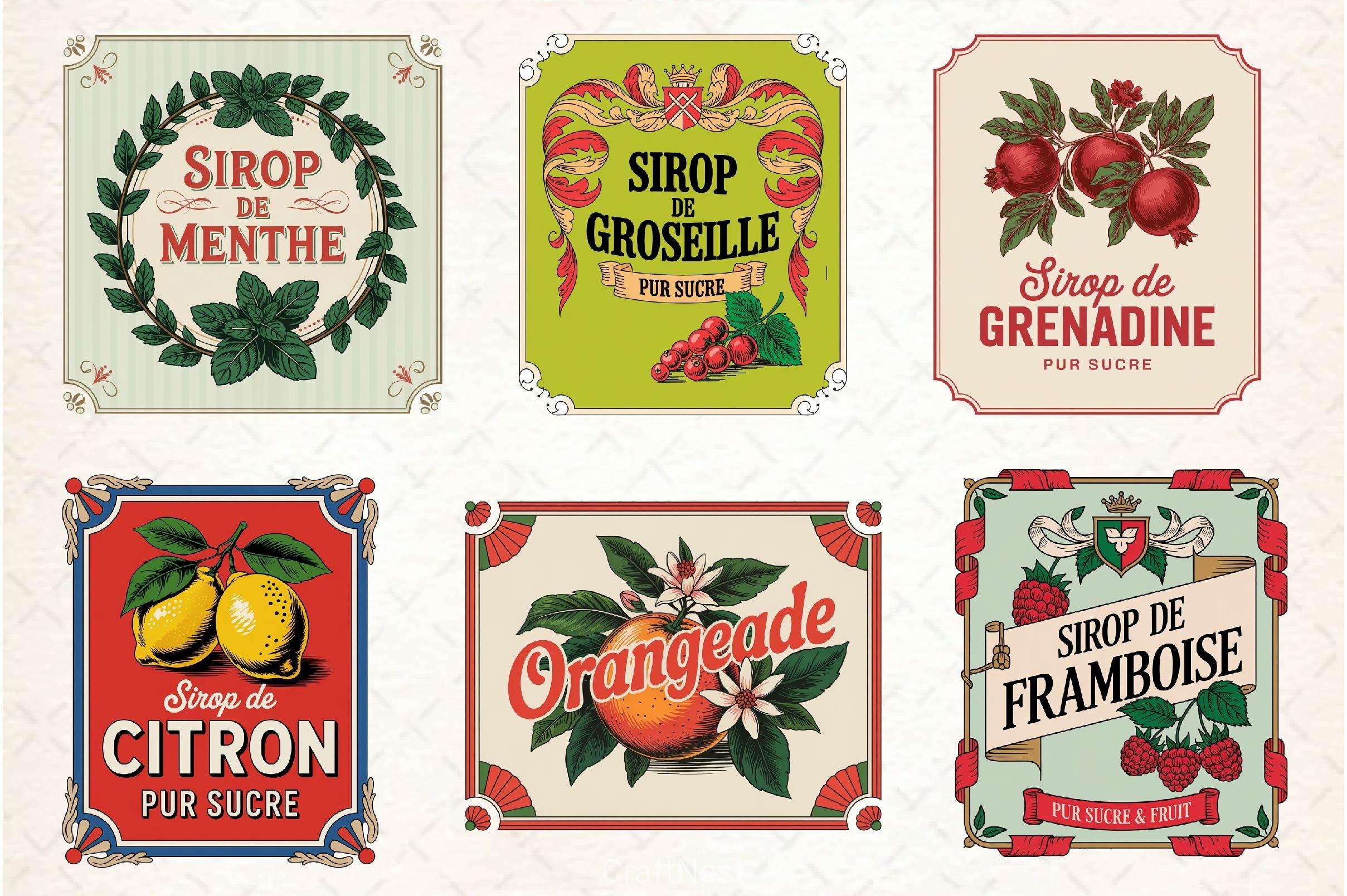 Vintage Food Labels Illustration Clipart Bundle - CraftNest - Digital Crafting and Art
