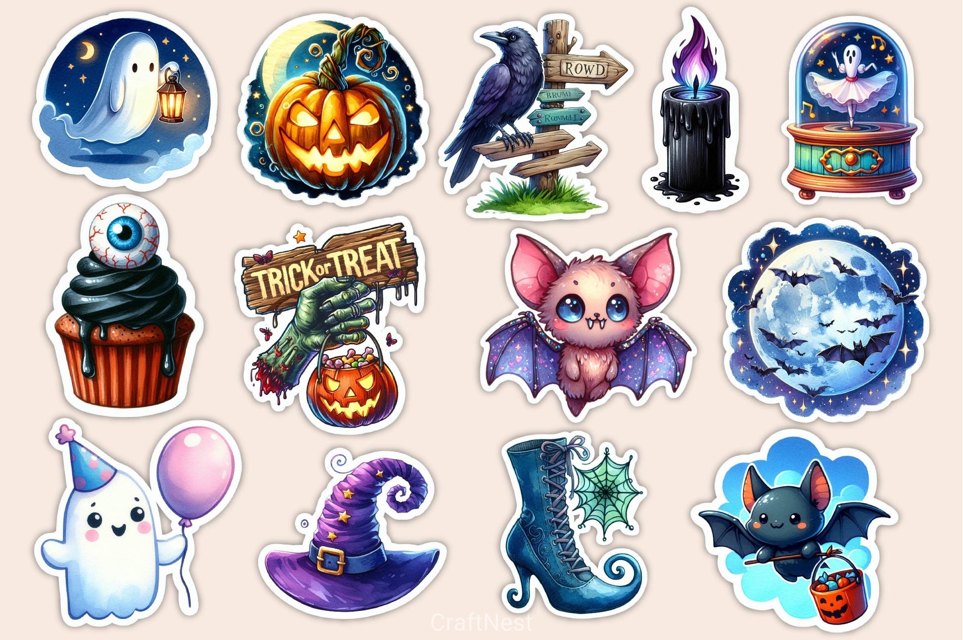 Halloween Stickers Sticker Clipart Bundle - CraftNest - Digital Crafting and Art