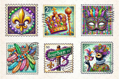 Mardi Gras Postage Stamp Clipart Bundle - CraftNest - Digital Crafting and Art