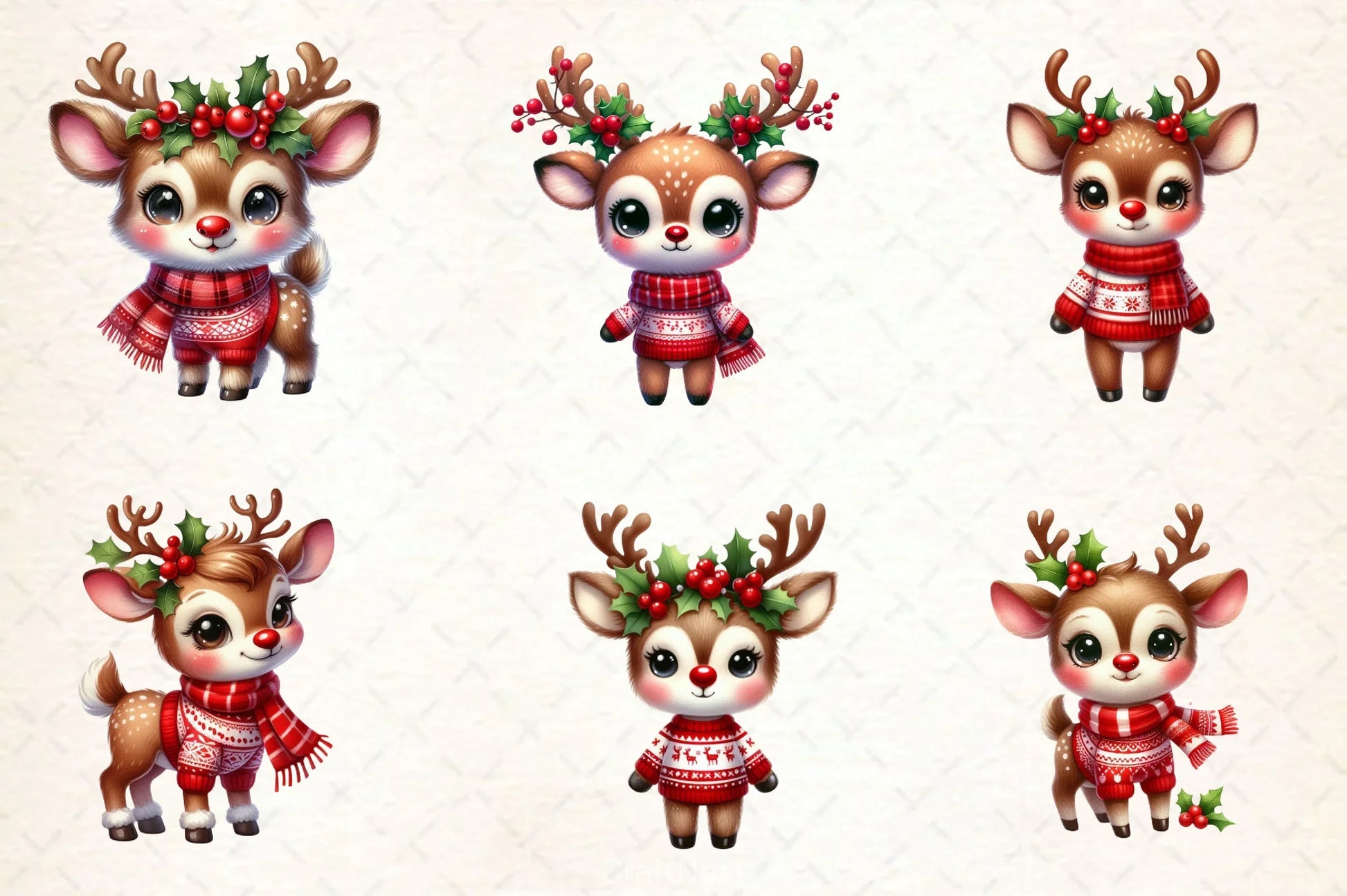 Cute Reindeer Christmas Clipart Bundle 2 - CraftNest - Digital Crafting and Art