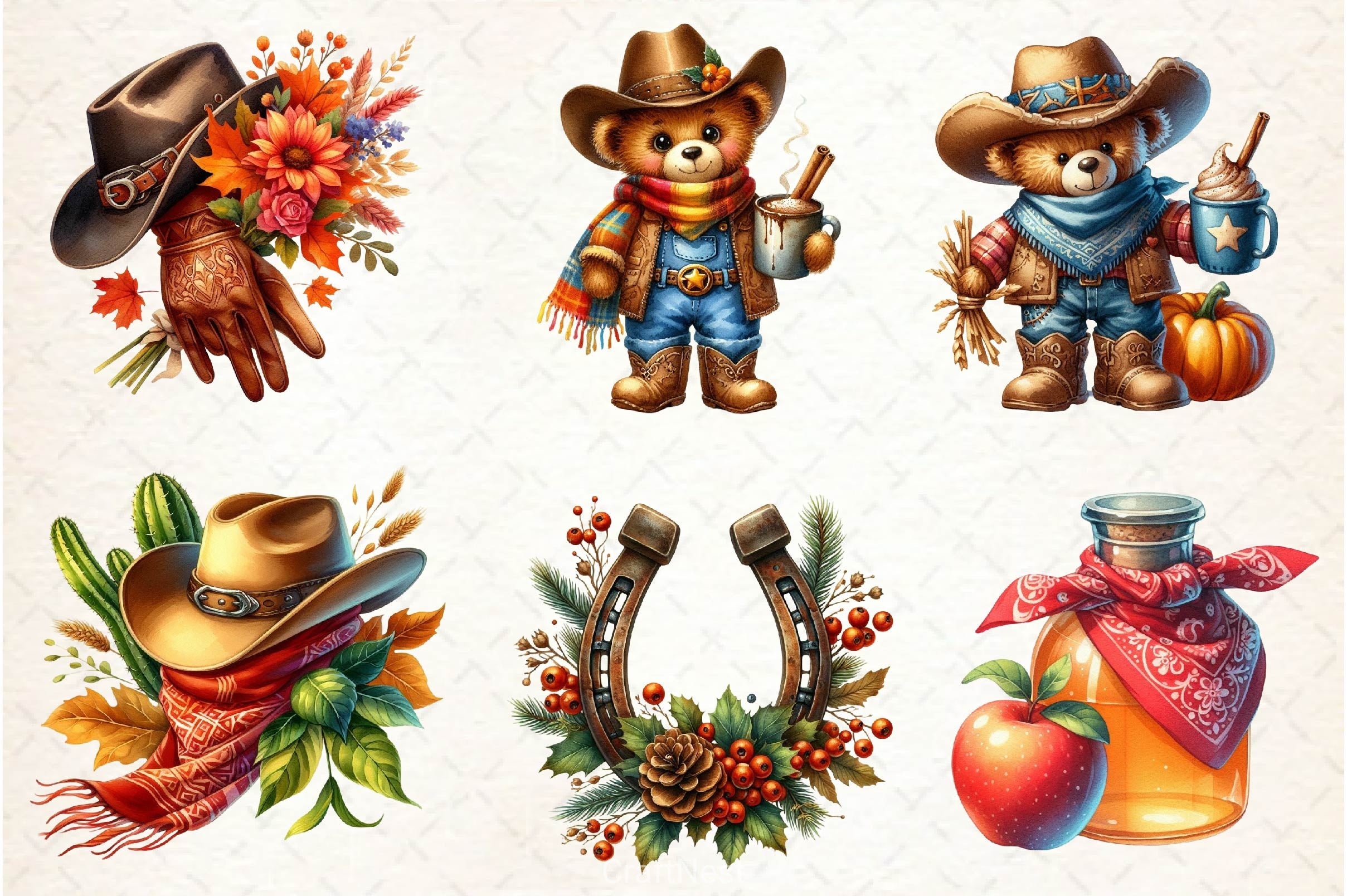 Cowboy Autumn Clipart Bundle 4 - CraftNest - Digital Crafting and Art