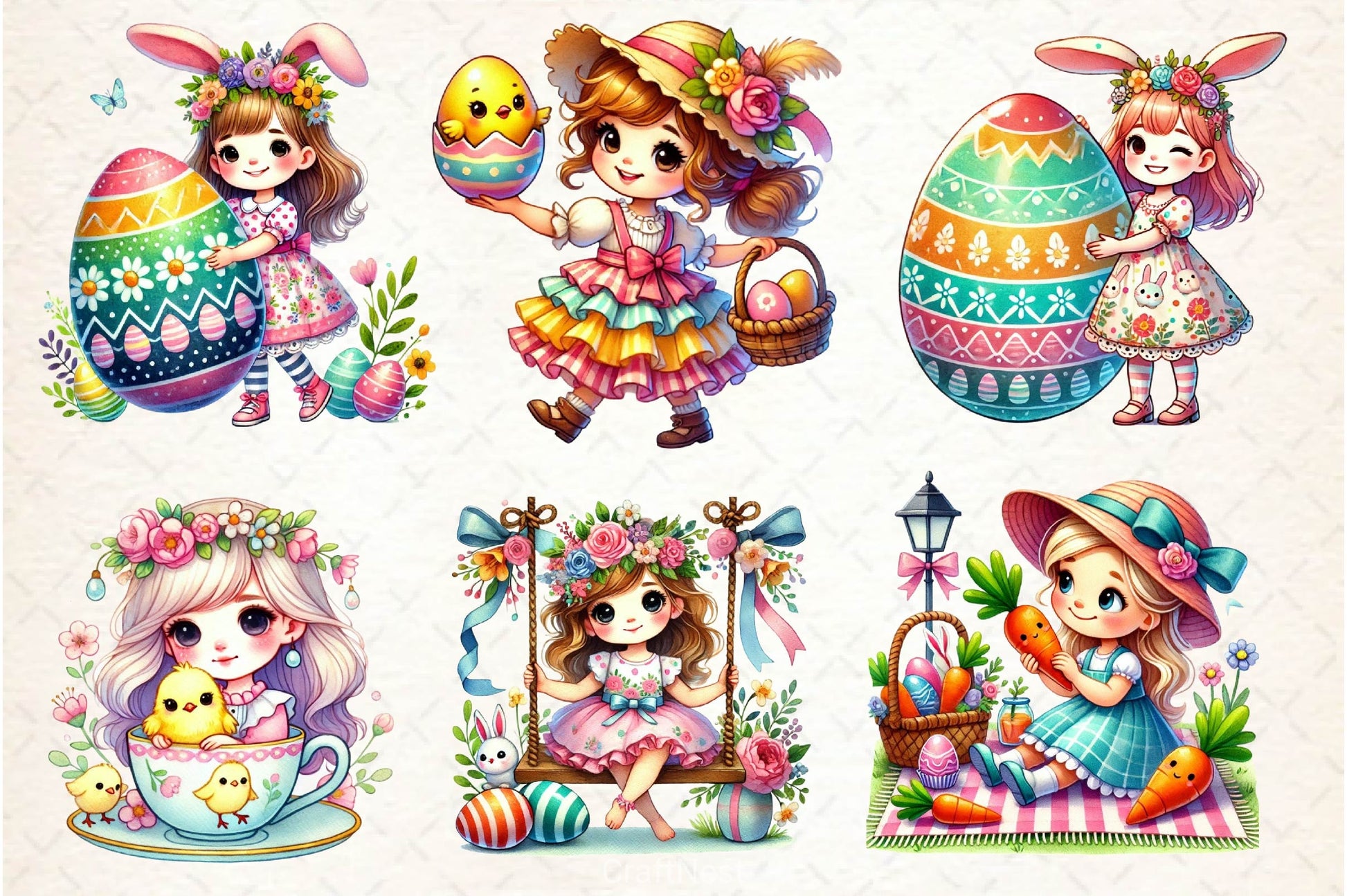 Easter Girls Clipart Bundle 2 - CraftNest - Digital Crafting and Art
