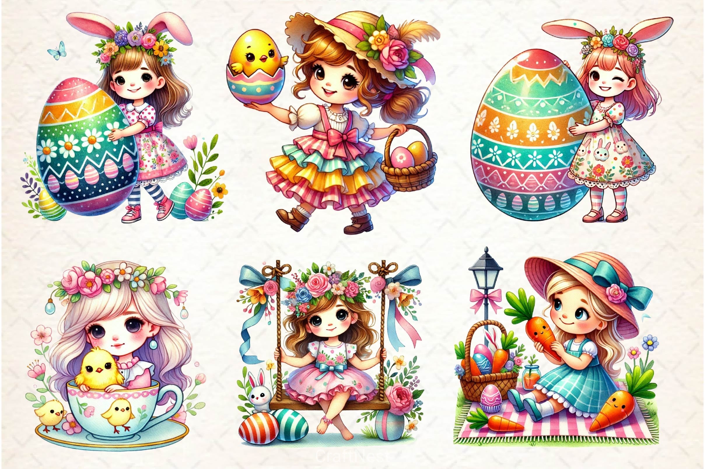 Easter Girls Clipart Bundle 2 - CraftNest - Digital Crafting and Art