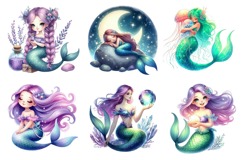 Magical Mermaid Clipart Bundle 2 - CraftNest - Digital Crafting and Art