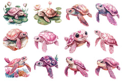 Pink Sea Turtle Clipart Bundle 2 - CraftNest - Digital Crafting and Art