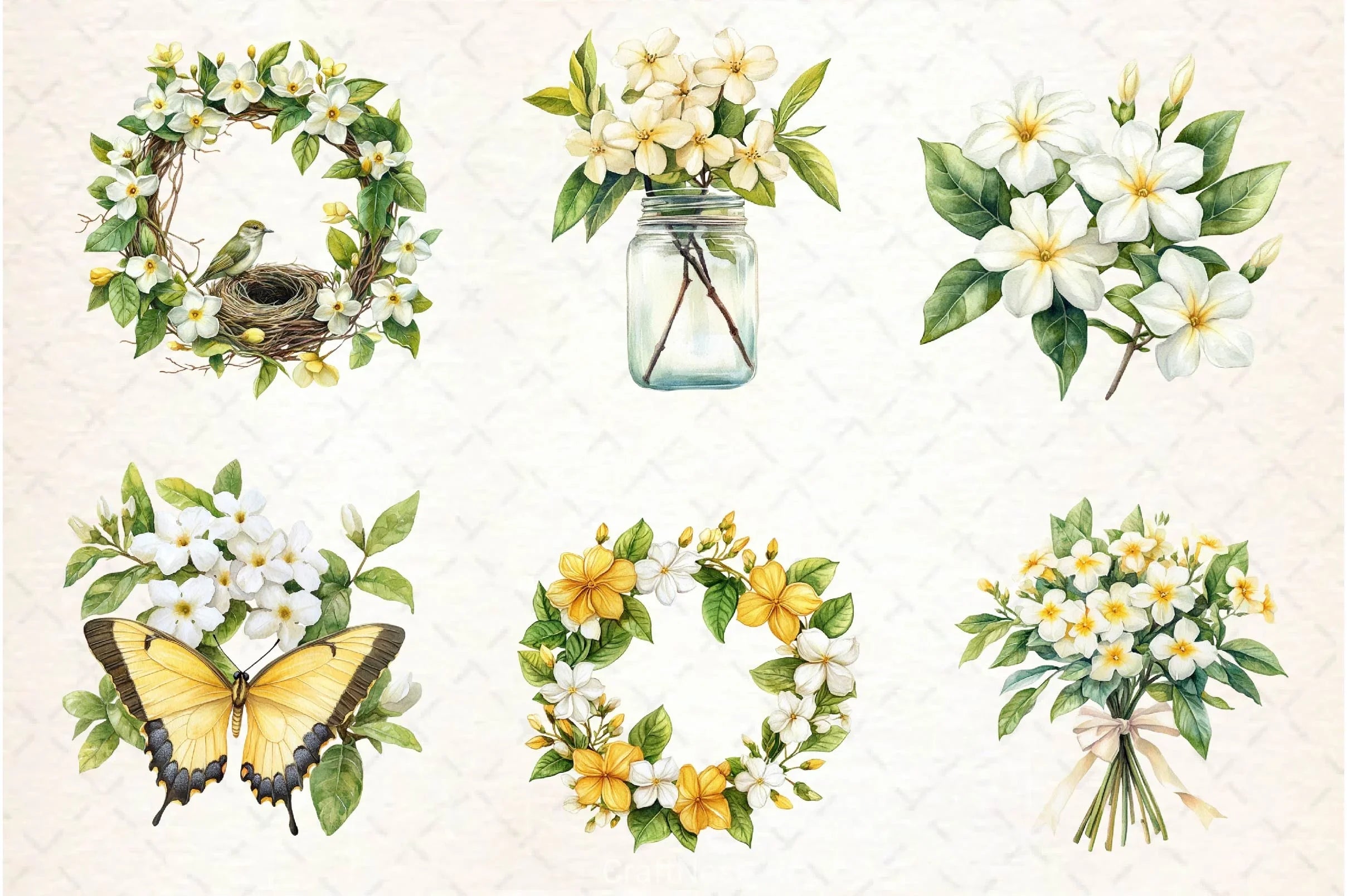 Spring Jasmine Flower Clipart Bundle - CraftNest - Digital Crafting and Art