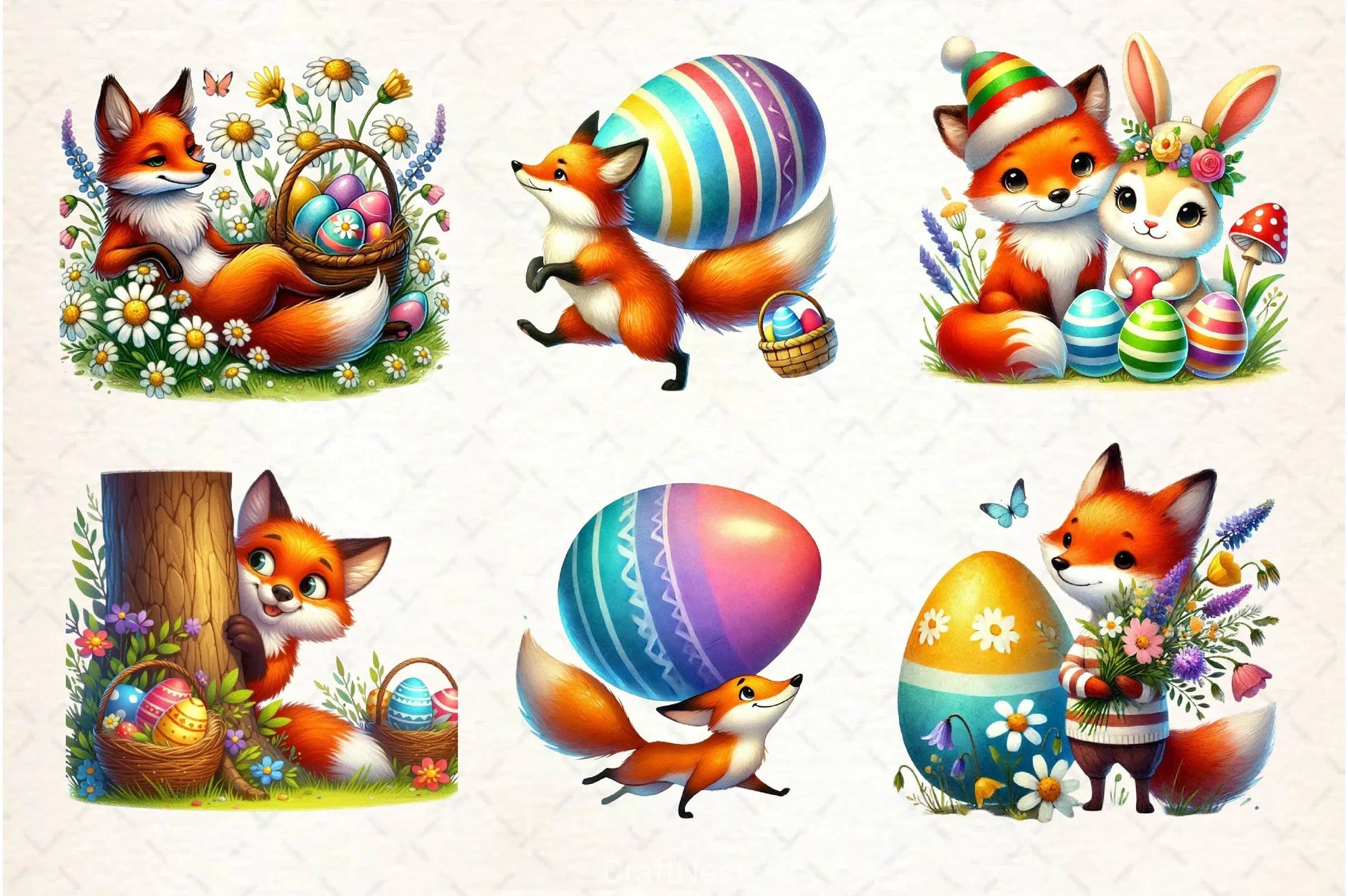 Easter Fox Clipart Bundle 3 - CraftNest - Digital Crafting and Art