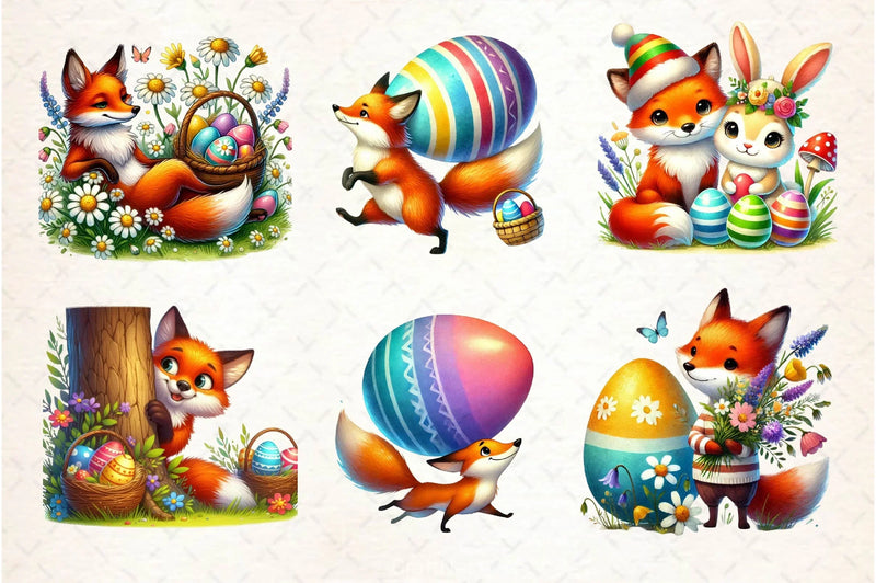 Easter Fox Clipart Bundle 3 - CraftNest - Digital Crafting and Art