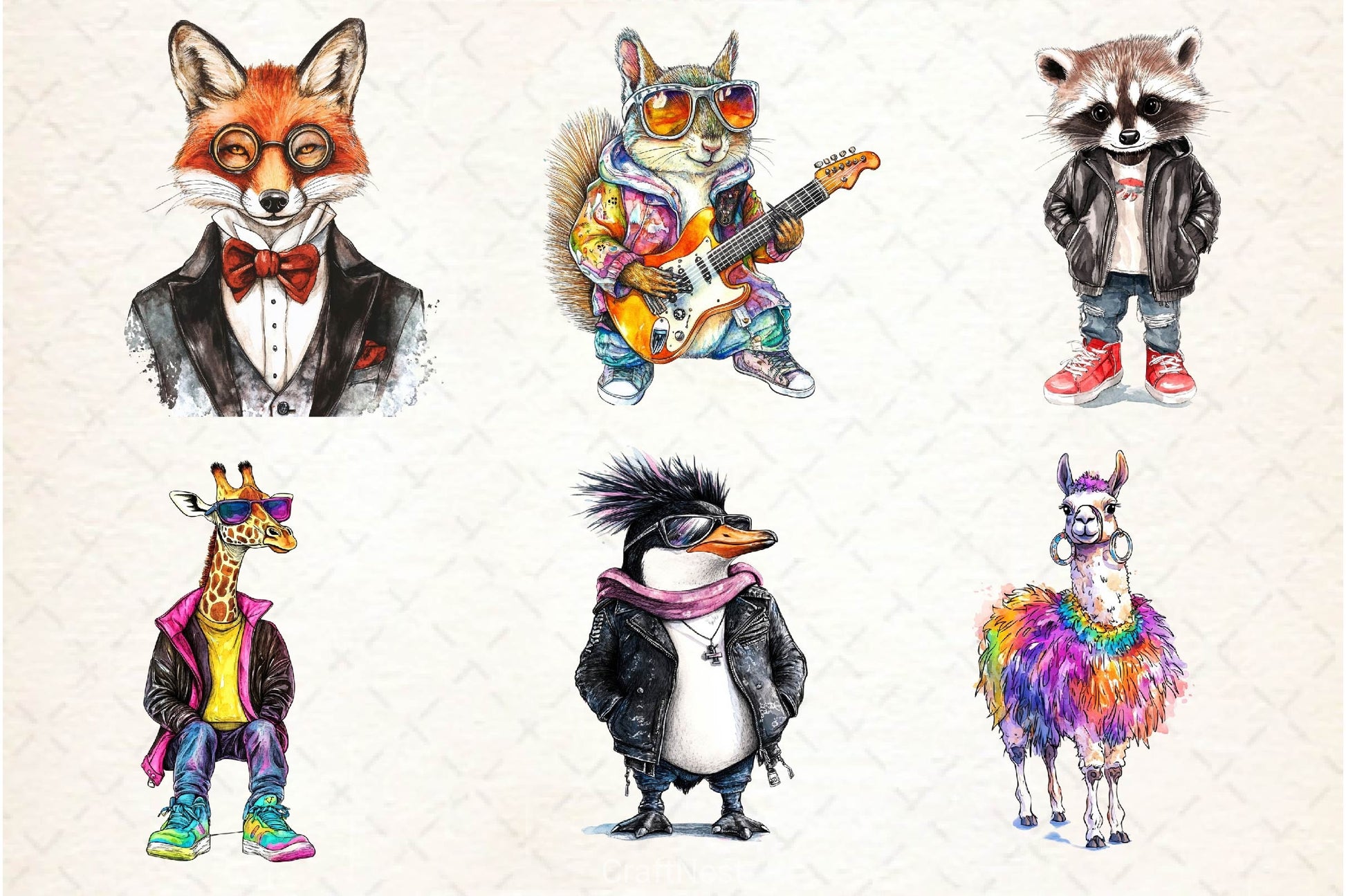 Funky Dressed Up Animals Clipart Bundle 2 - CraftNest - Digital Crafting and Art