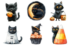 Cute Halloween Black Cats Clipart Bundle 3 - CraftNest - Digital Crafting and Art