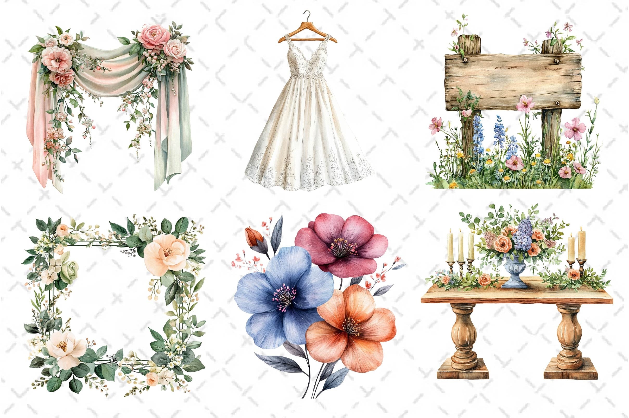 Summer Garden Wedding Set Clipart Bundle - CraftNest - Digital Crafting and Art