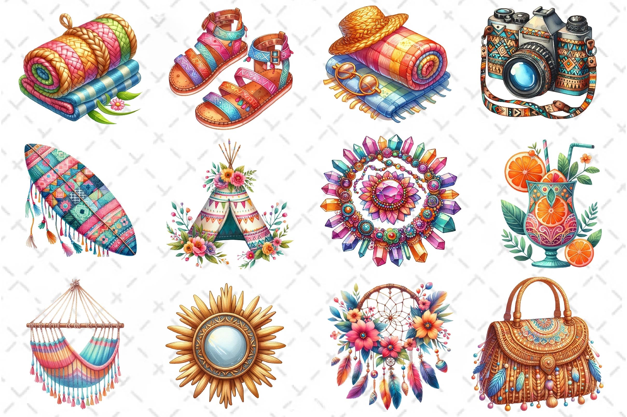 Boho Summer Clipart Bundle 5 - CraftNest - Digital Crafting and Art