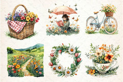 Spring Aesthetic Clipart Bundle - CraftNest - Digital Crafting and Art