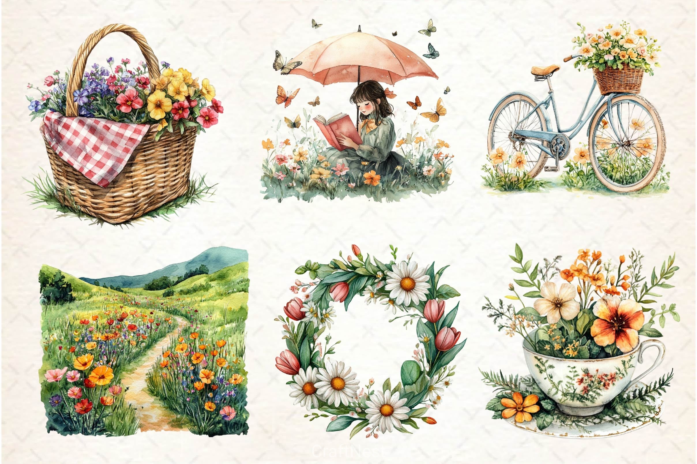 Spring Aesthetic Clipart Bundle - CraftNest - Digital Crafting and Art