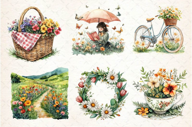 Spring Aesthetic Clipart Bundle - CraftNest - Digital Crafting and Art