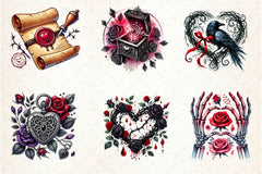 Love Gothic Valentines Day Clipart Bundle - CraftNest - Digital Crafting and Art