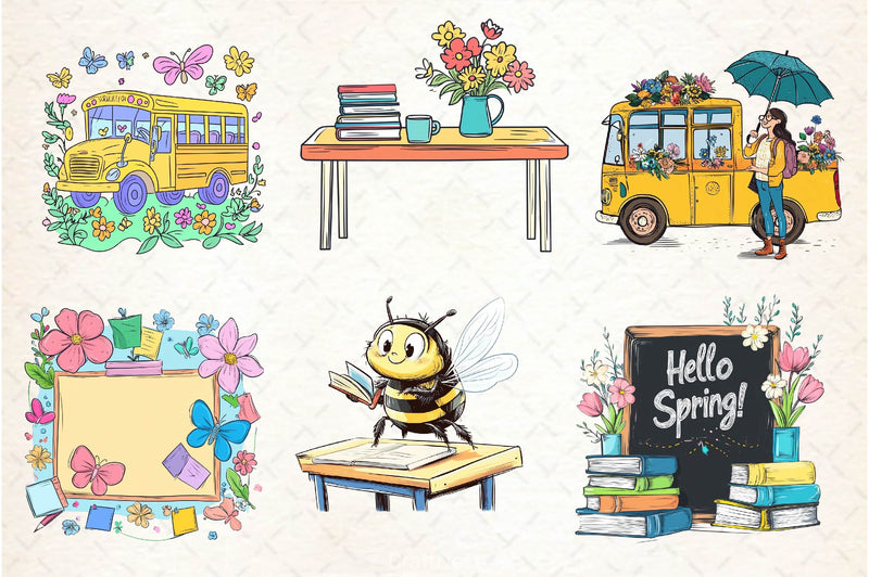 Spring Teacher School Clipart Bundle 2 - CraftNest - Digital Crafting and Art