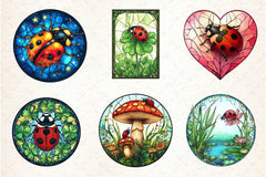 Ladybug Stained Glass Clipart Bundle - CraftNest - Digital Crafting and Art